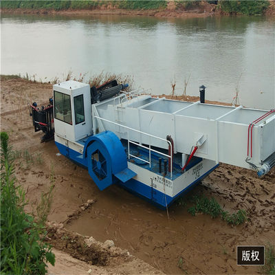 70KW Stainless Steel Aquatic Weed Boat Harvester With Storage Tipper Body For Water Weed Hunting