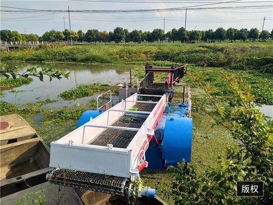 Rubbish 14.5m Length Aquatic Weed Harvester With 240L water hyacinth product automatic weed cutter